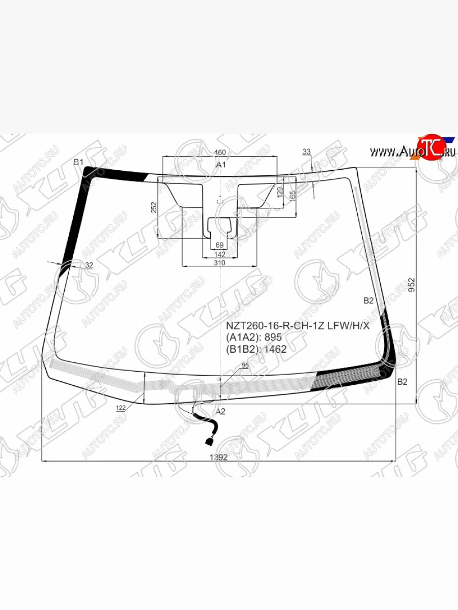 Стекло лобовое (Обогрев щеток Камера) Toyota Allion (T260) 16-21  Premio 16-21 XYG NZT260-16-R-CH-1Z LFW/H/X  в Воронеже Воронежской области