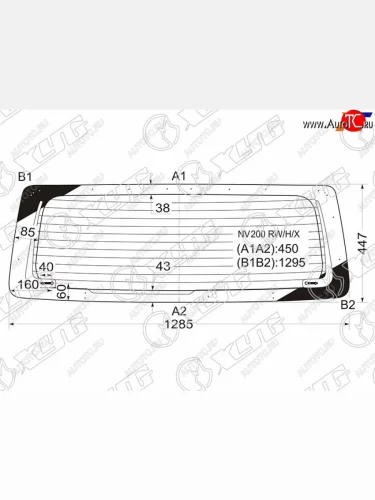 Стекло заднее (Цвет зеленый Обогрев) Mitsubishi Delica D:3 11-19  Nissan e-NV200 14-  NV200 09- XYG NV200 RW/H/X