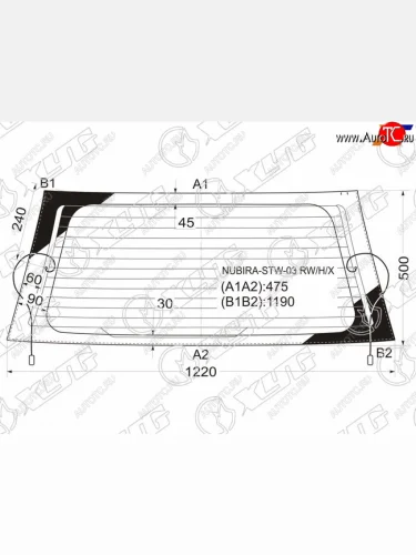 Стекло заднее (Цвет зеленый Обогрев) Chevrolet Lacetti 04-13  Daewoo Lacetti 04-09  Chevrolet Nub XYG NUBIRA-STW-03 RW/H/X