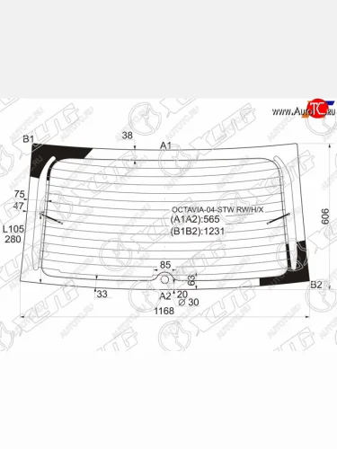Стекло заднее (Цвет зеленый Обогрев) Skoda Octavia 04-13 XYG OCTAVIA-04-STW RW/H/X