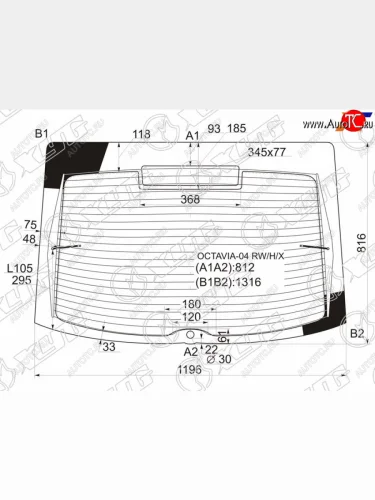 Стекло заднее (Цвет зеленый Обогрев 5D LBK) Skoda Octavia 04-13 XYG OCTAVIA-04 RW/H/X
