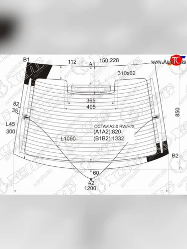 Стекло заднее (Цвет зеленый Обогрев) Skoda Octavia 96-10 XYG OCTAVIA2.0 RW/H/X