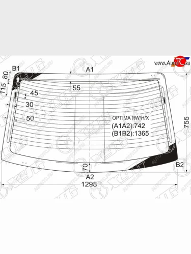 Стекло заднее с обогревом KIA OPTIMA 4D 00-05                                                        XYG OPTIMA RW/H/X