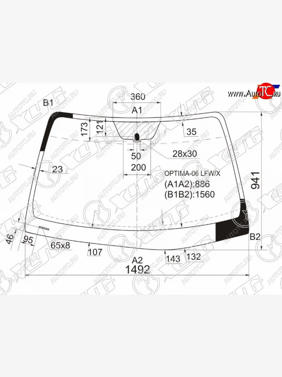 Стекло лобовое Kia Optima 05-08  Lotze 05-07  Magentis 06-09                                       XYG OPTIMA-06 LFW/X  в Воронеже Воронежской области