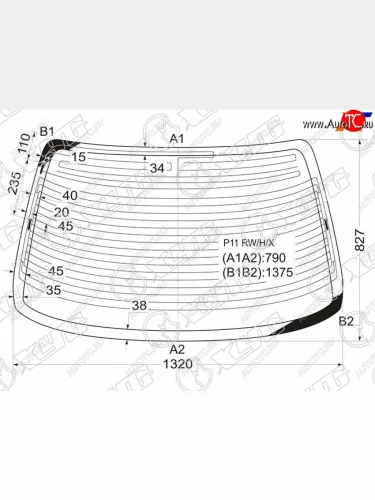 Стекло заднее (Цвет зеленый Обогрев Антенна 4D SED) Nissan Primera 95-02  Infiniti G20 99-02  N XYG P11 RW/H/X