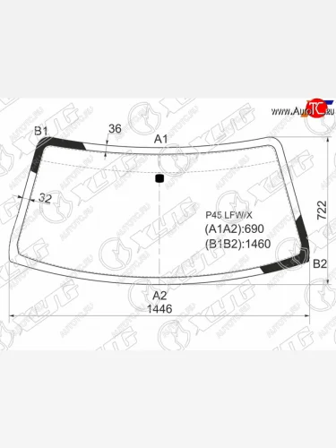 Стекло лобовое Mitsubishi L200 96-06  Pajero Sport 96-08  Challenger 96-01  Montero Sport 96-05 XYG P45 LFW/X