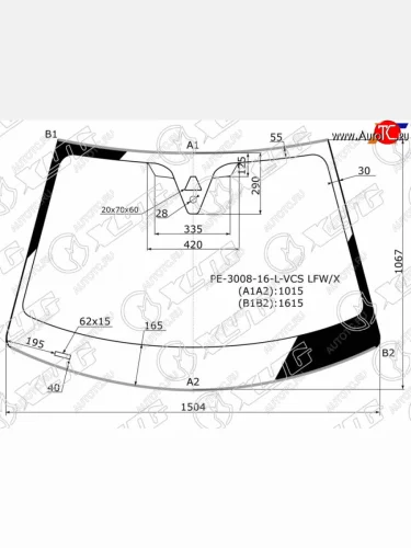 Стекло лобовое (камера, датчик дождя, молдинг) XYG (зеленое) CITROEN C5 Aircross доресталийнг (2017-2022)