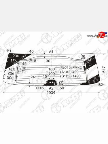 Стекло заднее (Цвет зеленый Обогрев) Honda Pilot 08-15 XYG PILOT-08 RW/H/X