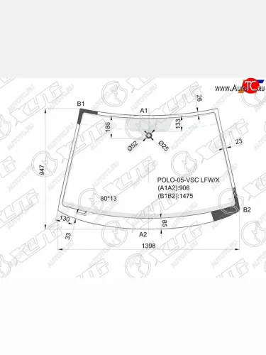 Стекло лобовое + дд VOLKSWAGEN POLO IV 35D HBK 01-09                                                XYG POLO-05-VSC LFW/X