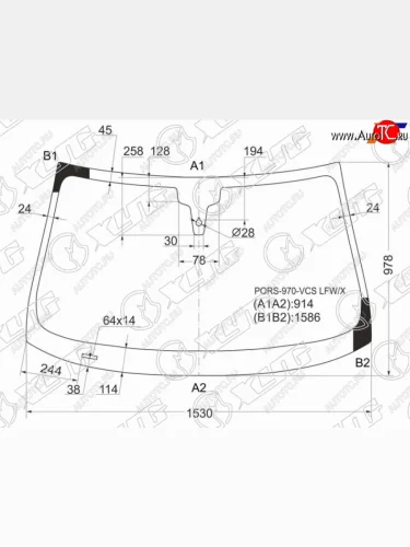 Стекло лобовое (датчик дождя) XYG (зеленое) Porsche Panamera 970 рестайлинг (2013-2016)