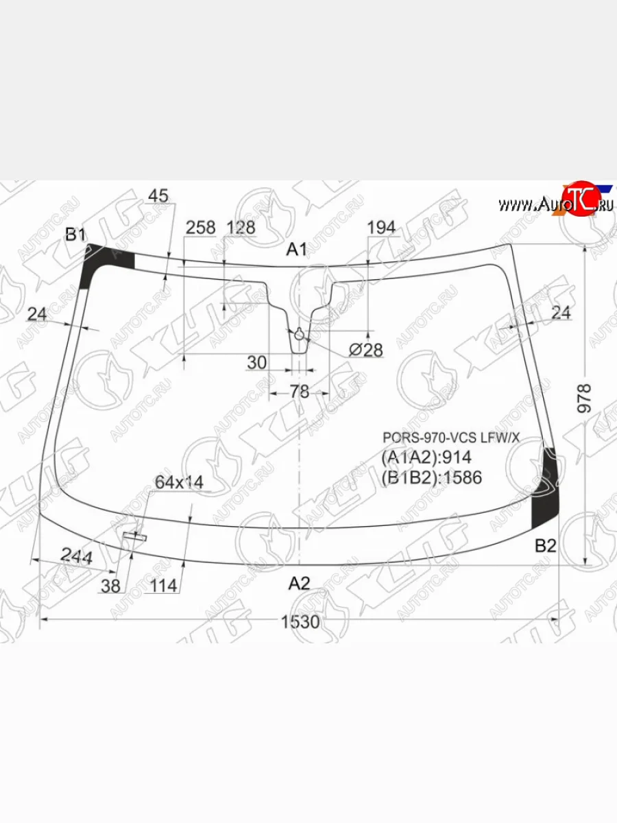 Стекло лобовое (датчик дождя) XYG Porsche Panamera 970 рестайлинг (2013-2016) (зеленое)  в Керчи Республика Крым