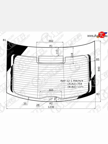 Стекло заднее (Цвет зеленый Обогрев Антенна) Skoda Rapid 12-  SEAT Toledo 12-19 XYG RAP-12-1 RW/H/X