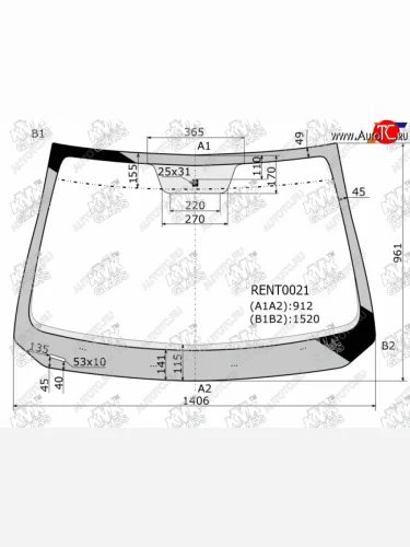 Стекло лобовое Renault Logan 14-  Sandero 14-  Dacia Logan 12-19  Sandero 12-19                   KMK RENT0021