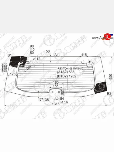 Стекло заднее (Цвет зеленый Обогрев) SsangYong Rexton 01-17 XYG REXTON-06 RW/H/X