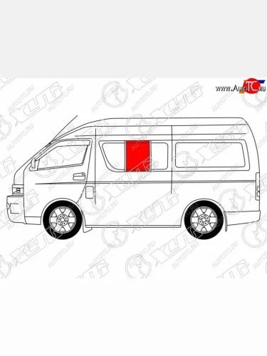 Стекло кузова боковое (не опускное) (Слева Цвет зеленый) Toyota Hiace 04-20  Regius Ace 04-20 XYG RH200-ST-L SF/LH2/X