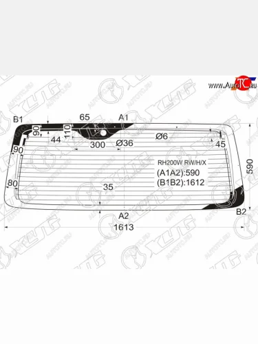 Стекло заднее (Цвет зеленый Обогрев) Toyota Hiace 04-20 XYG RH200W RW/H/X
