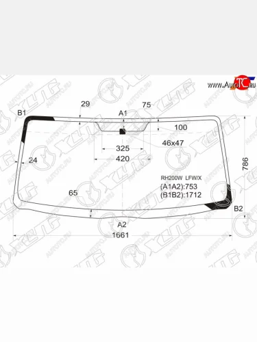 Стекло лобовое (Широкая кабина) Toyota Hiace 04-  Regius Ace 04-20 XYG RH200W LFW/X
