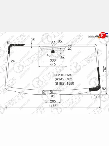 Стекло лобовое (Узкая кабина) Toyota Hiace 04-  Regius Ace 04-20 XYG RH200 LFW/X