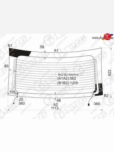 Стекло заднее (Цвет зеленый Обогрев) Kia Rio 00-05 XYG RIO-5D RW/H/X