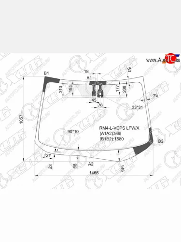 Стекло лобовое (датчик дождя) XYG (зеленое) Honda CR-V RM1,RM3,RM4 дорестайлинг (2012-2015)