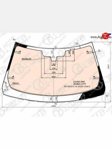 Стекло лобовое (Обогрев полный Датчик дождя Молдинг) Land Rover Range Rover Sport 13-22 XYG RR-SPORT-14-VCSH LFW/X