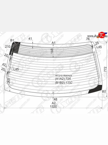 Стекло заднее (Цвет зеленый Обогрев Антенна) Toyota Corona Premio 96-01 XYG RT210 RW/H/X
