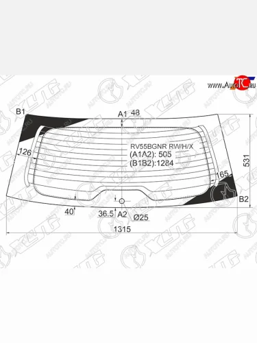 Стекло заднее (Цвет зеленый Обогрев) Lifan X60 12-22 XYG RV55BGNR RW/H/X