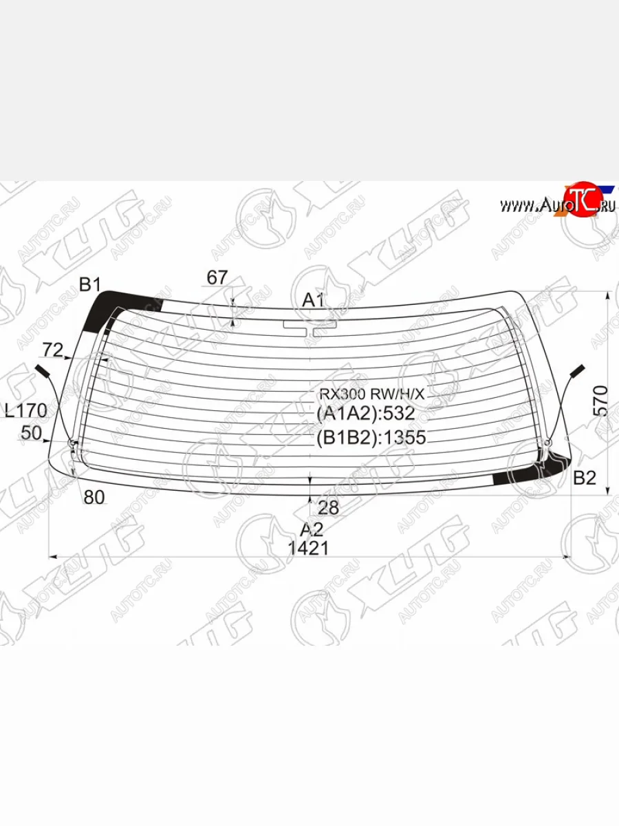 Стекло заднее (Цвет зеленый Обогрев) Toyota Harrier (XU10) 97-03  Lexus RX 97-03 XYG RX300 RW/H/X  в Воронеже Воронежской области