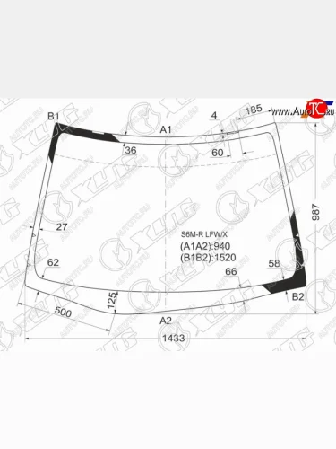 Стекло лобовое HONDA INTEGRA 01-06 XYG S6M-R LFW/X