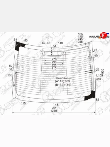 Стекло заднее (Цвет зеленый Обогрев Антенна) Volvo S80 06-16 XYG S80-07 RW/H/X