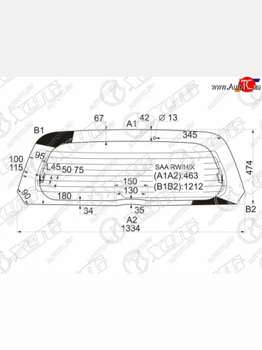 Стекло заднее (Цвет зеленый Обогрев) Honda Fit 01-07  Jazz 02-09 XYG SAA RW/H/X