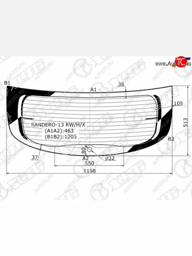 Стекло заднее (Цвет зеленый Обогрев) Renault Sandero 14-22  Dacia Sandero 12-19  Sandero Stepway XYG SANDERO-13 RW/H/X