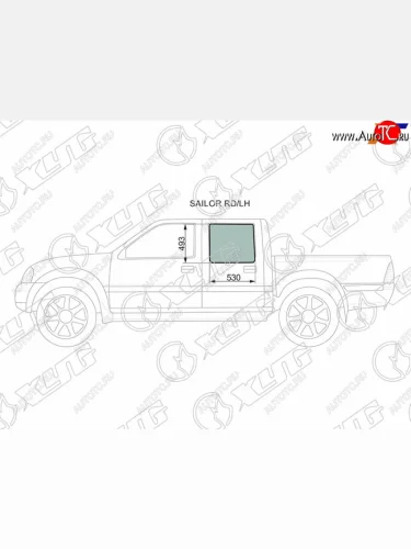Стекло боковое опускное (Сзади Слева Цвет зеленый) Great Wall Pegasus 05-19  Sailor 05-10  Socoo XYG SAILOR RD/LH