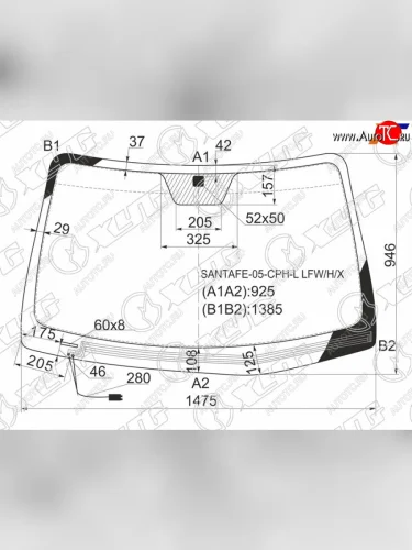 Стекло лобовое (Обогрев щеток) Hyundai Santa Fe 05-12 XYG SANTAFE-05-CPH-L LFW/H/X