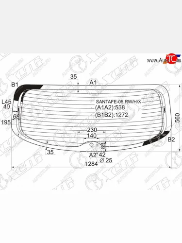 Стекло заднее (Цвет зеленый Обогрев) Hyundai Santa Fe 05-12 XYG SANTAFE-05 RW/H/X