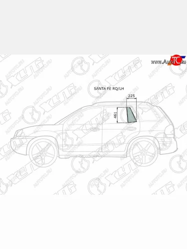 Стекло форточки (Сзади Слева Цвет зеленый) Hyundai Santa Fe 00-06  Santa Fe Classic 07-13 XYG SANTA FE RQ/LH