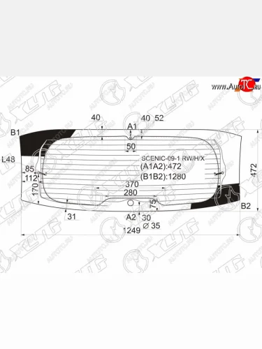 Стекло заднее (Цвет зеленый Обогрев Антенна) Renault Grand Scenic 09-16 XYG SCENIC-09-1 RW/H/X