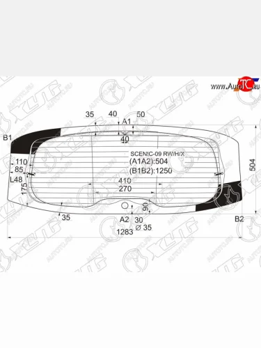Стекло заднее (Цвет зеленый Обогрев Антенна) Renault Grand Scenic 09-16  Scenic 09-15 XYG SCENIC-09 RW/H/X