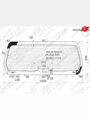 Стекло заднее (Цвет зеленый Обогрев) Subaru Forester 05-08 XYG SG5-05 RW/H/X