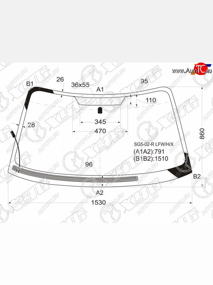 Стекло лобовое (Обогрев щеток) Subaru Forester 02-08 XYG SG5-02-R LFW/H/X  в Воронеже Воронежской области