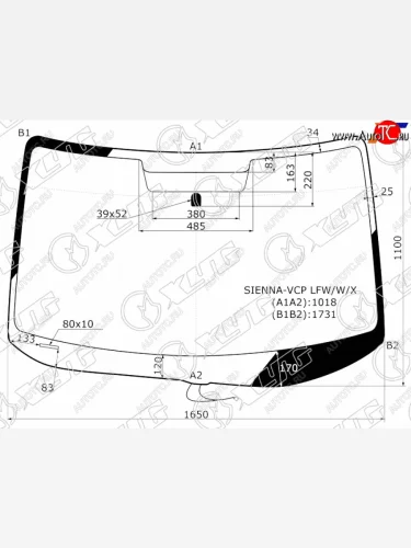 Стекло лобовое (Обогрев щеток) Toyota Sienna 03-09 XYG SIENNA-VCP LFW/W/X