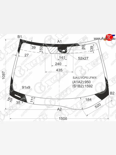 Стекло лобовое (датчик дождя) XYG (зеленое) Acura RL KB1 седан 1-ый рестайлинг (2008-2010)