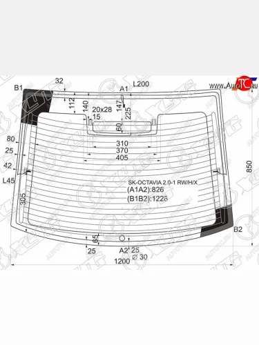 Стекло заднее (Цвет зеленый Обогрев Молдинг) Skoda Octavia 96-13 XYG SK-OCTAVIA2.0-1 RW/H/X