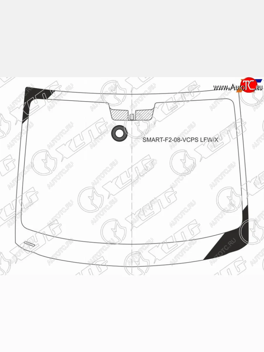 Стекло лобовое (датчик дождя) XYG Smart Fortwo C451 3 дв. (2006-2015) (зеленое)  с доставкой в г. Пермь