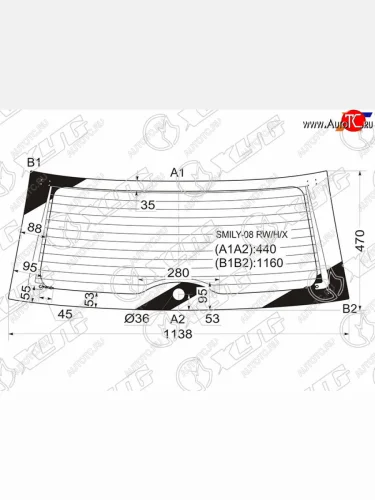 Стекло заднее (Цвет зеленый Обогрев) Lifan Smily 10-17 XYG SMILY-08 RW/H/X