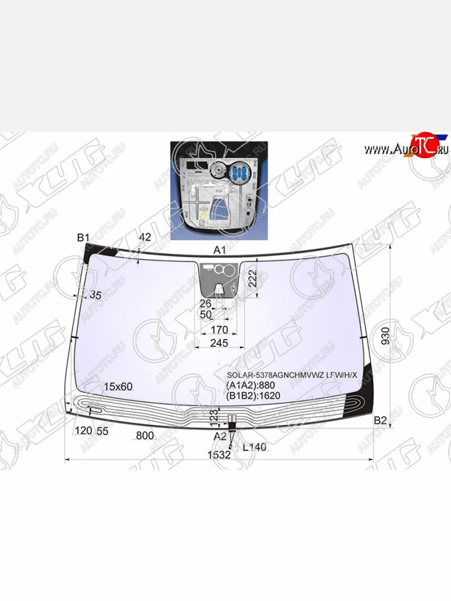 Стекло лобовое (Атермальное Обогрев щеток Камера Датчик дождя Молдинг) Mercedes-Benz M-Class 11- XYG SOLAR-5378AGNCHMVWZ LFW/H/X  в Воронеже Воронежской области