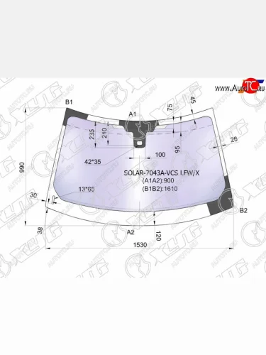 Стекло лобовое (Атермальное Датчик дождя) Land Rover Range Rover Evoque 11-18 XYG SOLAR-7043A-VCS LFW/X