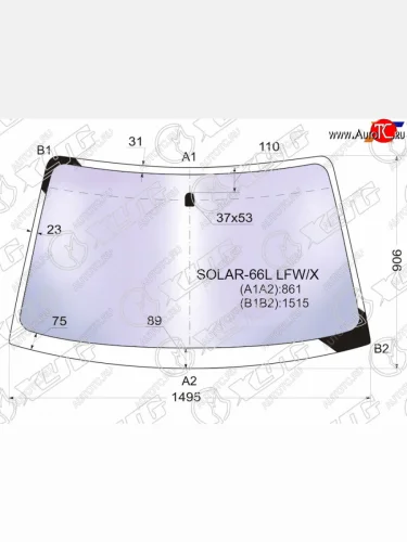 Стекло лобовое (Атермальное) Subaru Legacy 98-03  Outback 98-03  Legacy B4 98-03  Legacy Lancaste XYG SOLAR-66L LFW/X