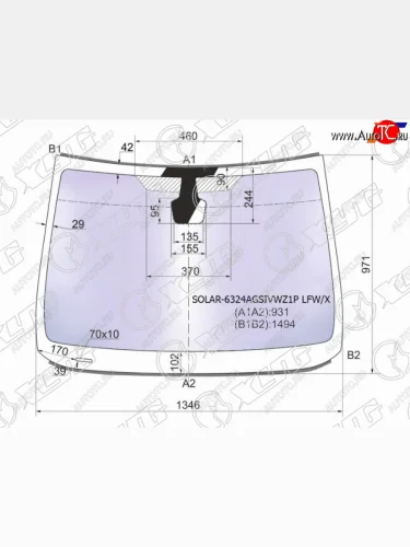 Стекло лобовое (Атермальное Молдинг) Opel Astra 09-15 XYG SOLAR-6324AGSIVWZ1P LFW/X