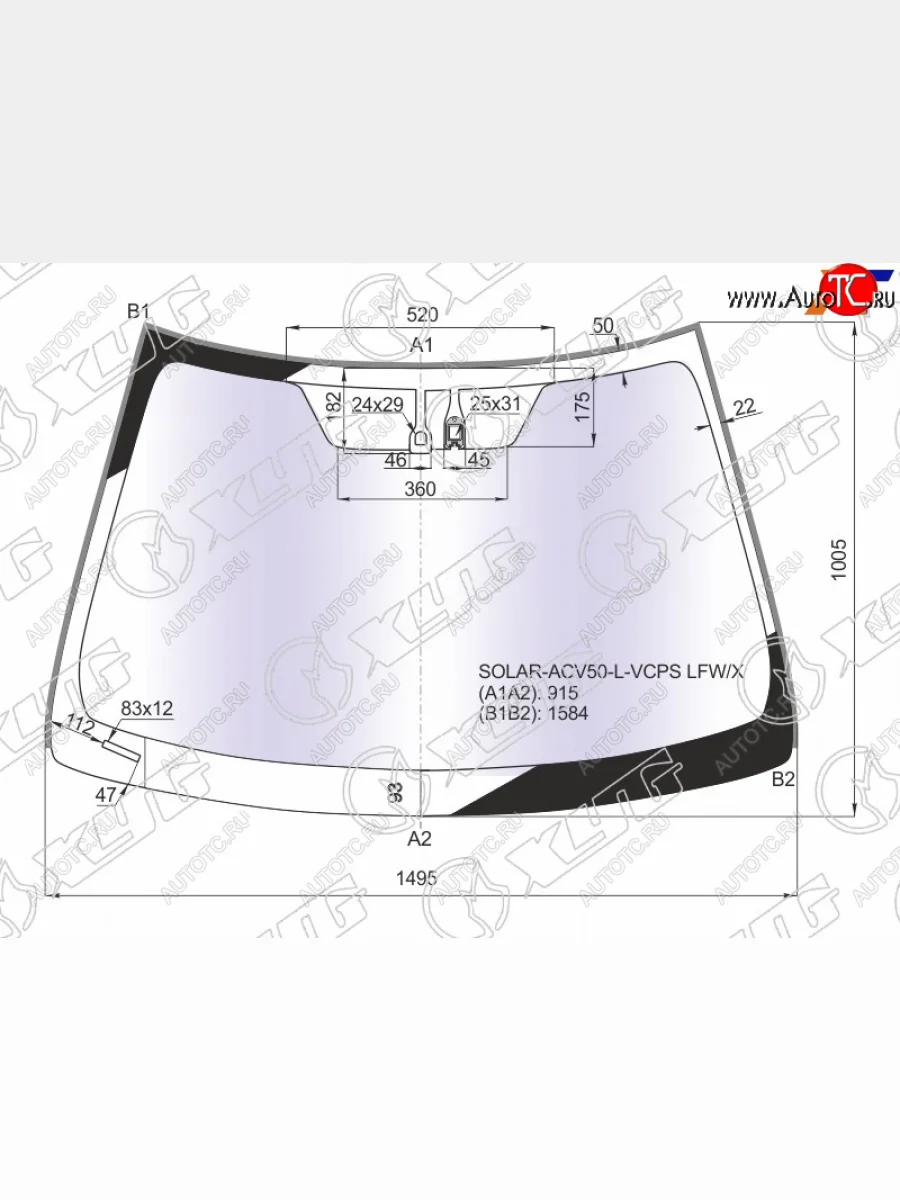 Стекло лобовое (Атермальное Датчик дождя Молдинг) Toyota Camry (XV50) 11-21  Camry UAEUSA 11-17 XYG SOLAR-ACV50-L-VCPS LFW/X  в Воронеже Воронежской области